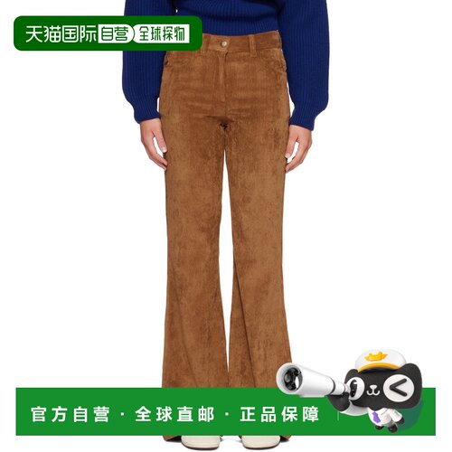 香港直邮Moncler 盟可睐 女士 黄褐色 Corduroy Wide Leg 长裤 L2