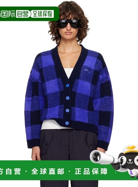 1h可退 香港直邮off-white 女士 蓝色 Jacquard Check Knit 开衫