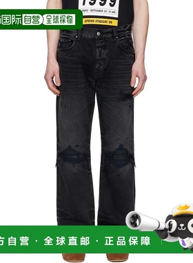 香港直邮AMIRI 男士 黑色 Leather Straight MX1 牛仔裤 AMDNGH10