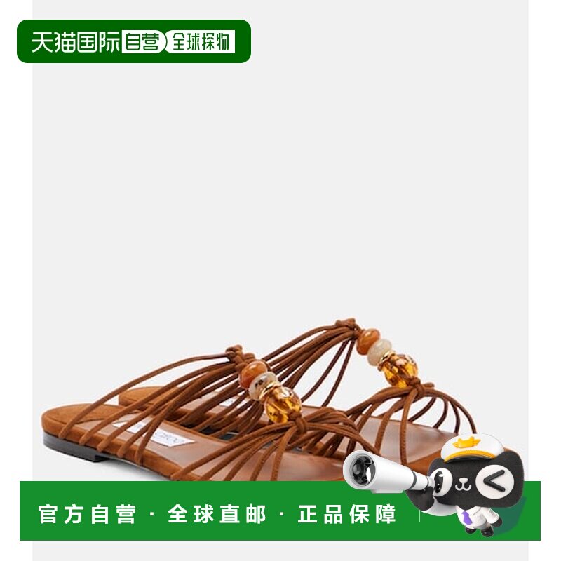 1h可退 香港直邮Jimmy Choo 周仰杰 女士 Lova 珠饰绒面革凉鞋