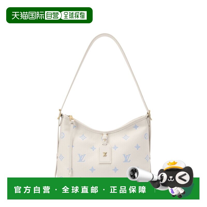 自营欧洲直邮LV路易威登 CarryAll PM女士老花压纹皮革皮革手提包