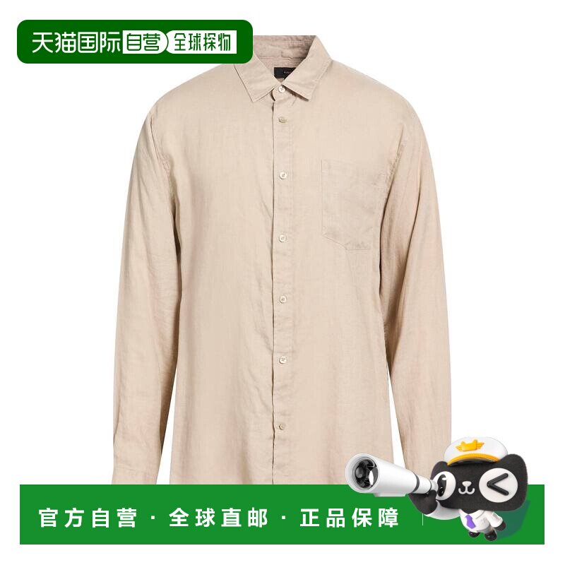 1h可退 香港直邮VINCE 男士 纯色衬衫 beige米色 舒适时尚亚麻