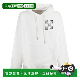 米白色標誌印花抽繩連帽衫 1h可退 男士 white OMBB0 香港直邮off