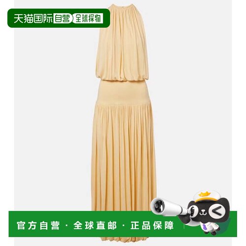 香港直邮toteme 女士 褶皱针织长款连衣裙 yellow黄色 舒适时尚