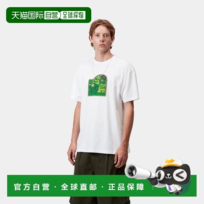 自营欧洲直邮Carhartt WIP Chip男士白色棉印花图案短袖T恤