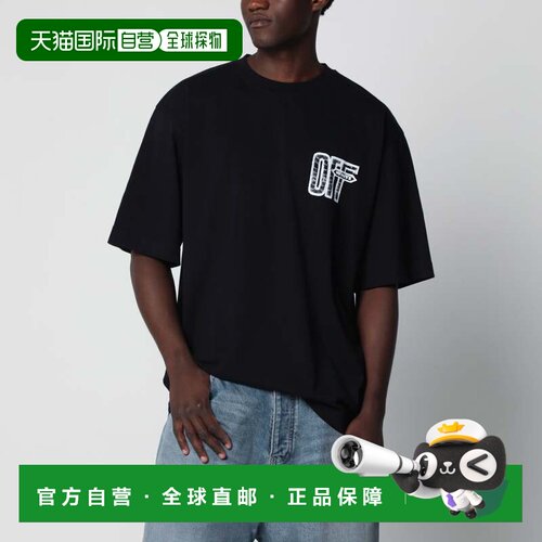 香港直邮off-white 男士 Motion 箭号徽标棉质T恤(黑色) OMAA120F