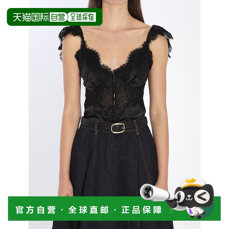 香港直邮Self-Portrait 女士 'Black Lace' 缎面上衣 RS26176TABB