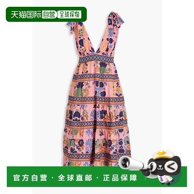 1h可退 香港直邮FARM RIO 女士 层叠印花棉质中长连衣裙 317825SE