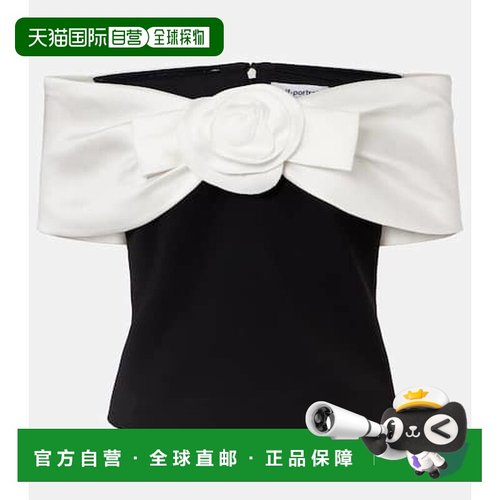 1h可退 香港直邮Self-Portrait 女士 crêpe 花朵装饰露肩上衣