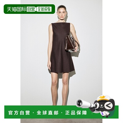 自营欧洲直邮COS 女士棕红色亚麻修身短款连衣裙