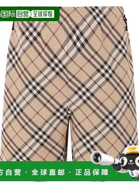 1h可退 香港直邮Burberry 巴宝莉 男士 浅褐色格纹图案短裤 81022