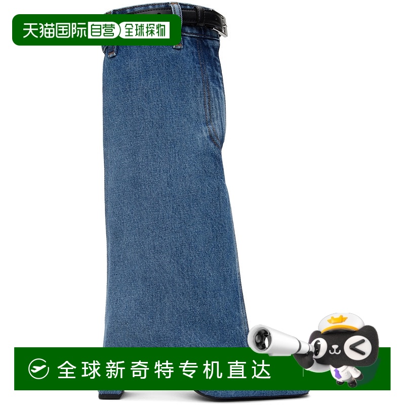 香港直郵Coperni 女士 藍(lán)色 Denim Open Knee Bridge 高筒靴 COPS