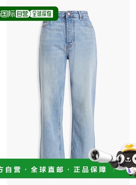 1h可退 香港直邮GANNI 甘尼 女士 褪色设计高腰直筒牛仔裤 J12395