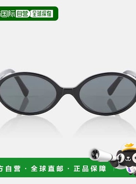 1h可退 香港直邮Miu Miu 缪缪 女士 徽标圆形太阳眼镜 black黑色