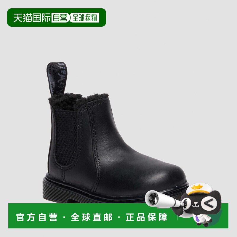 欧洲直邮DrMartens马丁大夫 2976 Leonore儿童黑色加绒切尔西靴