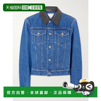 香港直邮Bottega Veneta 葆蝶家 女士 编织皮革边牛仔布夹克 8631
