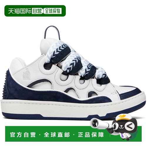 1h可退 香港直邮Lanvin 朗雯 男士 白色 & 海军蓝 Curb Leather