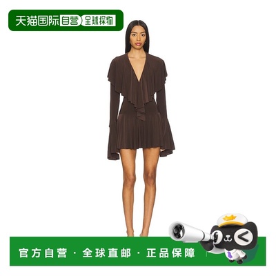 1h可退 香港直邮NORMA KAMALI 诺玛 卡玛丽 女士 x 长袖深V领皱褶