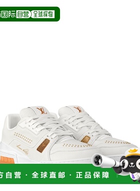 自营欧洲直邮LV路易威登 男士橙色皮革老花图案运动鞋