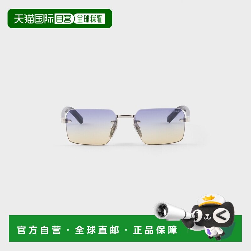 自营欧洲直邮PRADA普拉达 男士淡蓝色渐变镜片标志性金属牌太阳镜