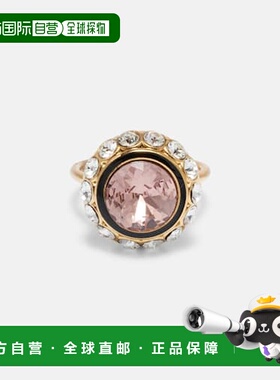 香港直邮valentino 华伦天奴 女士 VLogo 水晶装饰珐琅戒指配饰