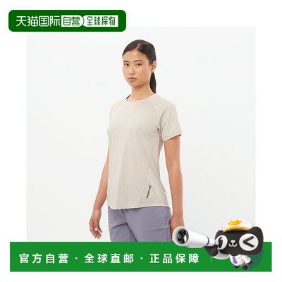 自营欧洲直邮Salomon萨洛蒙 OUTLINE系列女士浅灰色聚酯纤维短袖T