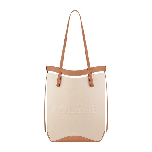 Прямая почтовая рассылка в Европе POLENE 23 новые женские сумки Ilo коричневого/бежевого цвета из парусины с кожаным логотипом на лицевой стороне
