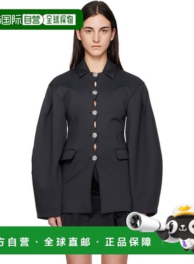 1h可退 香港直邮GANNI 甘尼 女士 黑色 Structured 西装外套 W051