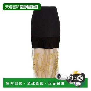香港直邮Prada 珠饰刺绣徽标半身裙 P169UR117S包臀裙