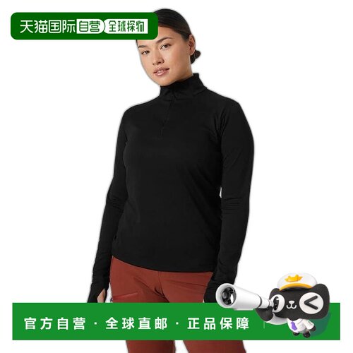 自营欧洲直邮Helly Hansen 女士黑色聚酯LIFA®TechLite1/2拉链T恤
