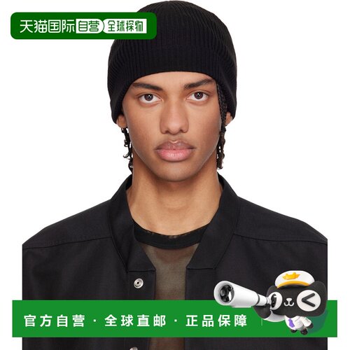 自营 rick owens 瑞克 欧文斯 男士 黑色 Temple Ribbed 毛线帽 R