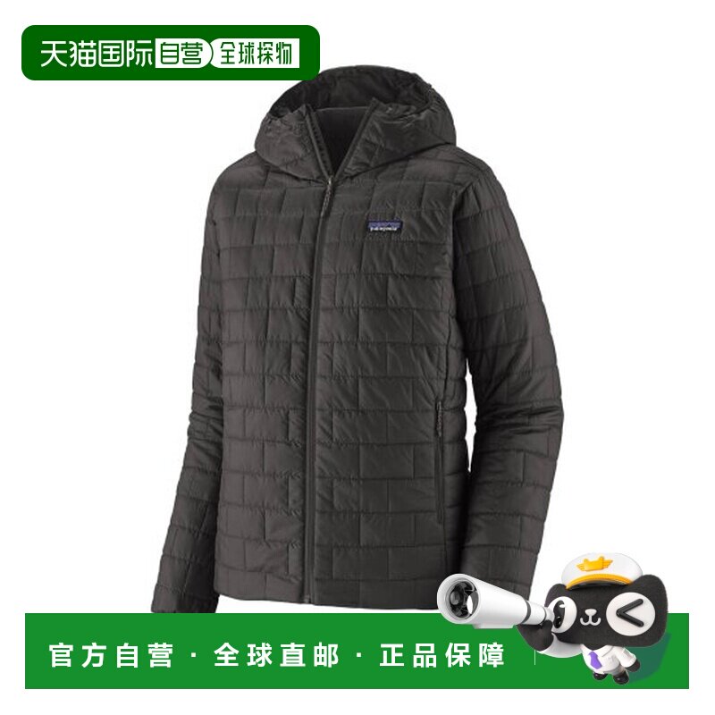 欧洲直邮自营PATAGONIA Nano Puff男士黑色聚酯纤维带帽保暖外套