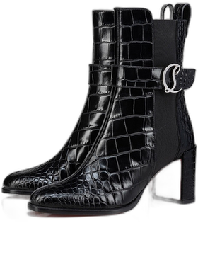 欧洲直邮CHRISTIAN LOUBOUTIN 70 毫米踝靴 - 鳄鱼压纹小牛皮 -