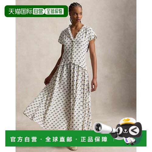 自营欧洲直邮Ralph Lauren拉夫劳伦 女士桑蚕丝荷叶边连衣裙