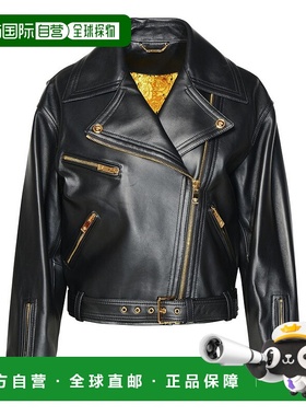 1h可退 香港直邮Versace 范思哲 女士 长袖皮夹克 10105451A10118