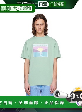 1h可退 香港直邮MAISON KITSUNE 男士 绿色 Sunset Postcard T 恤