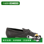 香港直邮aeyde 女士 COW 1h可退 碧玉绒面革皮质木炭色乐福鞋 A11