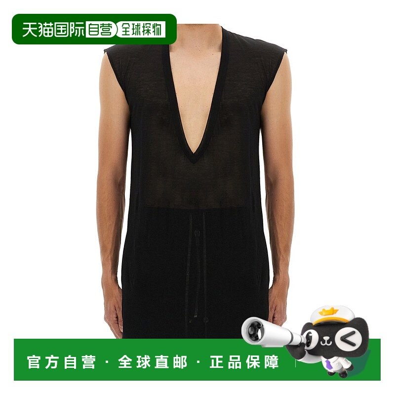 香港直邮Rick Owens V领T恤男装上衣 RU02E1157UC09
