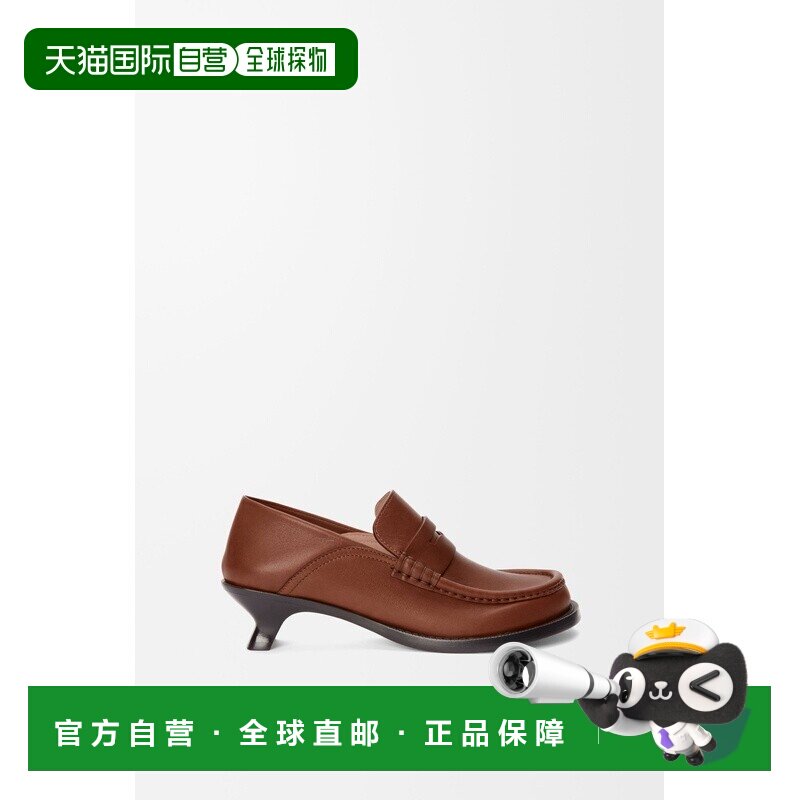 自营1h可退 欧洲直邮LOEWE/罗意威 女士深棕色小牛皮莫卡辛鞋女鞋
