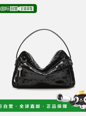 自营欧洲直邮Acnes Studios Camero女士黑色小牛皮钥匙挂饰单肩包