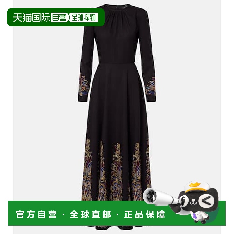 香港直邮Etro 艾特罗 女士 佩斯利长款连衣裙 black黑色 舒适时尚