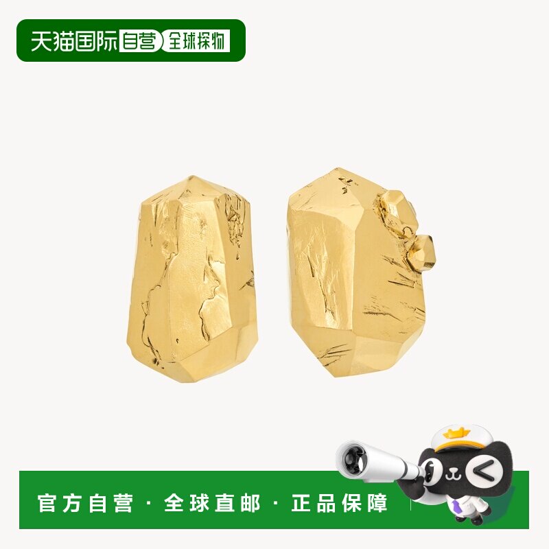 自营欧洲直邮YSL圣罗兰 女士黄铜金色黄铜耳扣耳环风格自然配饰