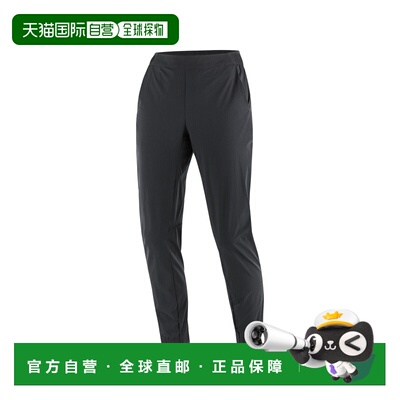 自营欧洲直邮Salomon Wayfarer女士黑色聚酰胺可调节腰围长裤卫裤