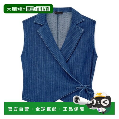 Emporio Armani 条纹牛仔裹身式马甲 EW005151AF26171