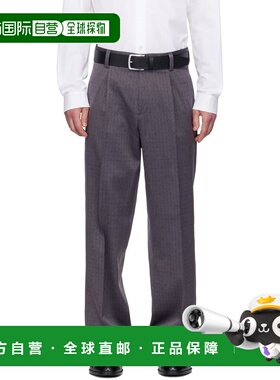 1h可退 香港直邮boss 雨果 男士 灰色 Checked Modern-Fit 长裤 5