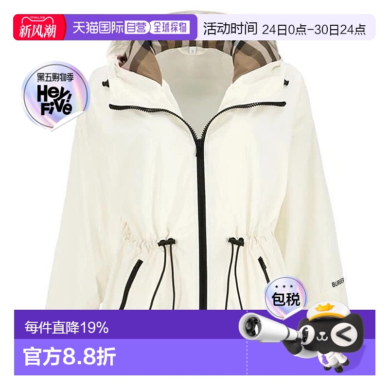 自营欧洲直邮BURBERRY/博柏利 女士聚酯纤维内部格纹兜帽风衣夹克