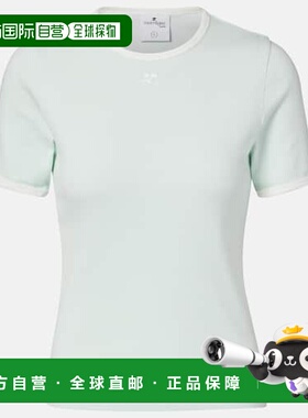 1h可退 香港直邮Courreges 女士 标志徽标棉质T恤 green绿色 舒适