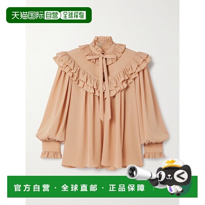 香港直邮Chloe 蔻依 女士 繫領荷葉邊襯衫 CH25WHT14005