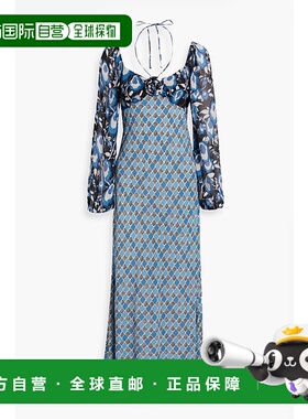 1h可退 香港直邮RIXO 女士 Jeanie 花朵装饰印花绉纱中长连衣裙 0