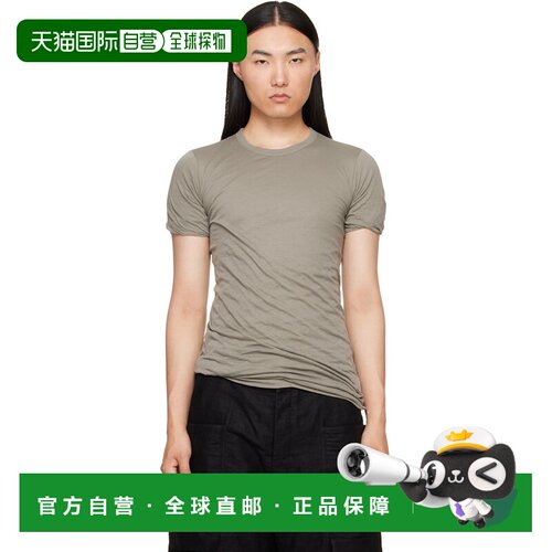 香港直邮rick owens 瑞克 欧文斯 男士 灰褐色 Tower Double T恤
